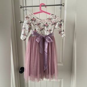 Girls size 4 purple tulle high waist dress